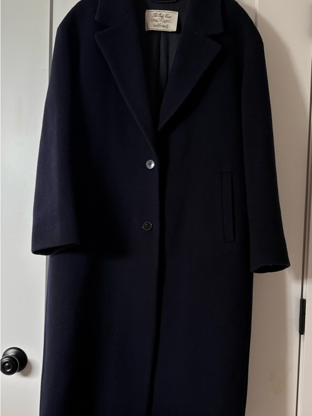 Wilfred womans Navy Wool Single-Breasted Coat  oversized relaxed fit